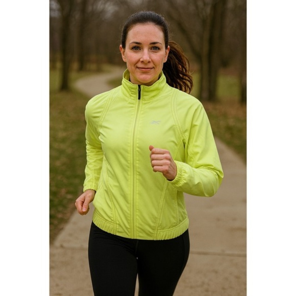 NWT VTG Women Small Reebok Lime Green Blouson Jacket‎ Activewear Sporty Athletic